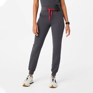 FIGS- High Waisted Zamora Jogger Scrub Pants in charcoal